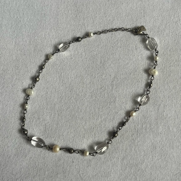 Vintage Retired Silpada Pearl Crystal Quartz Sterling Silver Necklace - Picture 1 of 3